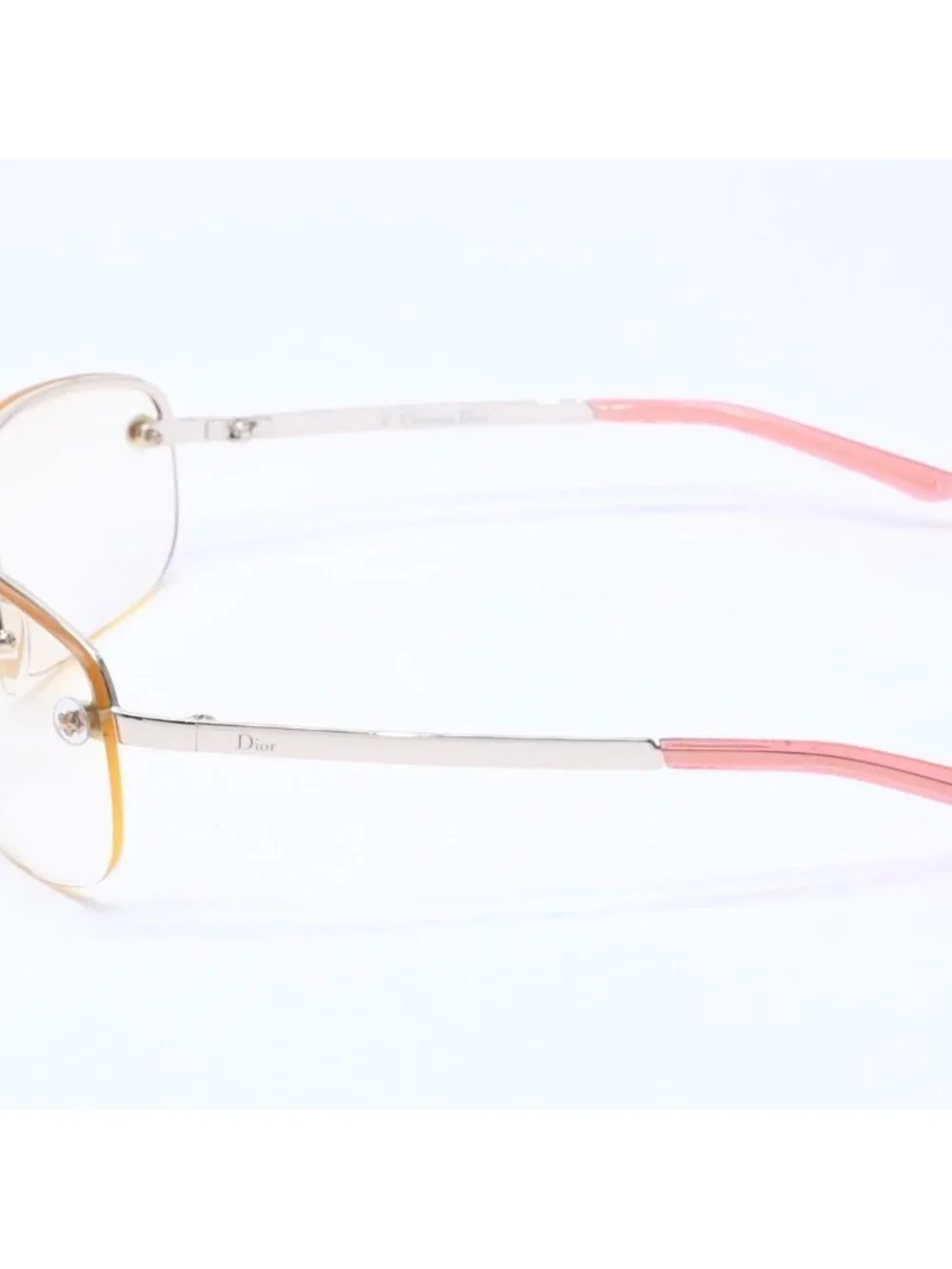 Dior Adiorable 5 Half Rim Sunglasses Silver Yellow Eyewear